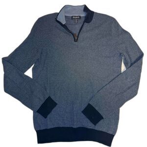 Jos A Bank Blue Fleece Quarter Zip Mens Large